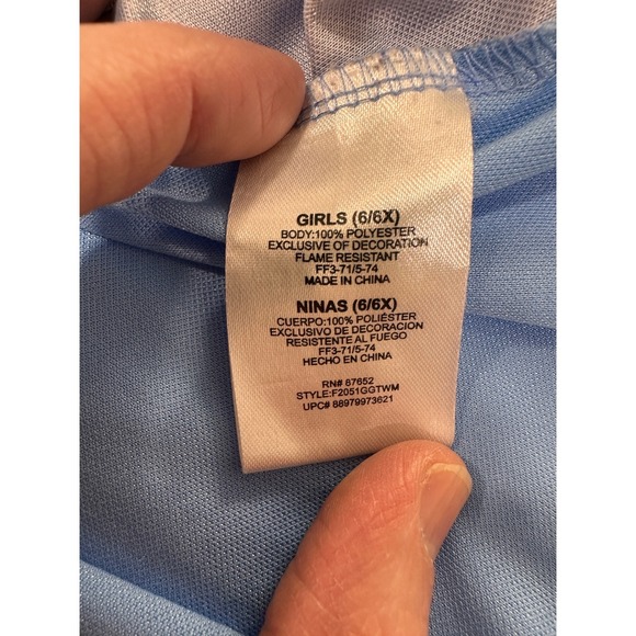 Disney Frozen II Elsa Nightgown Girls Size 6/6X Blue Velvet Tulle Gown - Picture 5 of 7